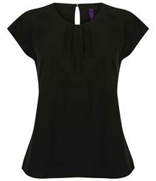 Henbury Ladies Pleat Front Short Sleeve Blouse